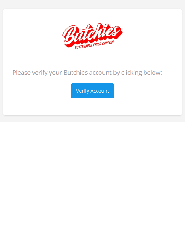 Butchies App email address verification