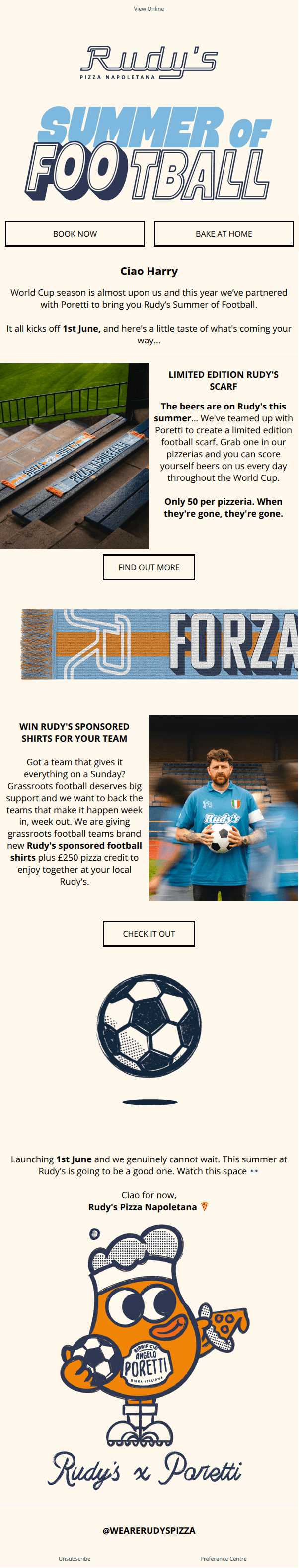 Rudy's Summer of Football is almost here 🍕⚽