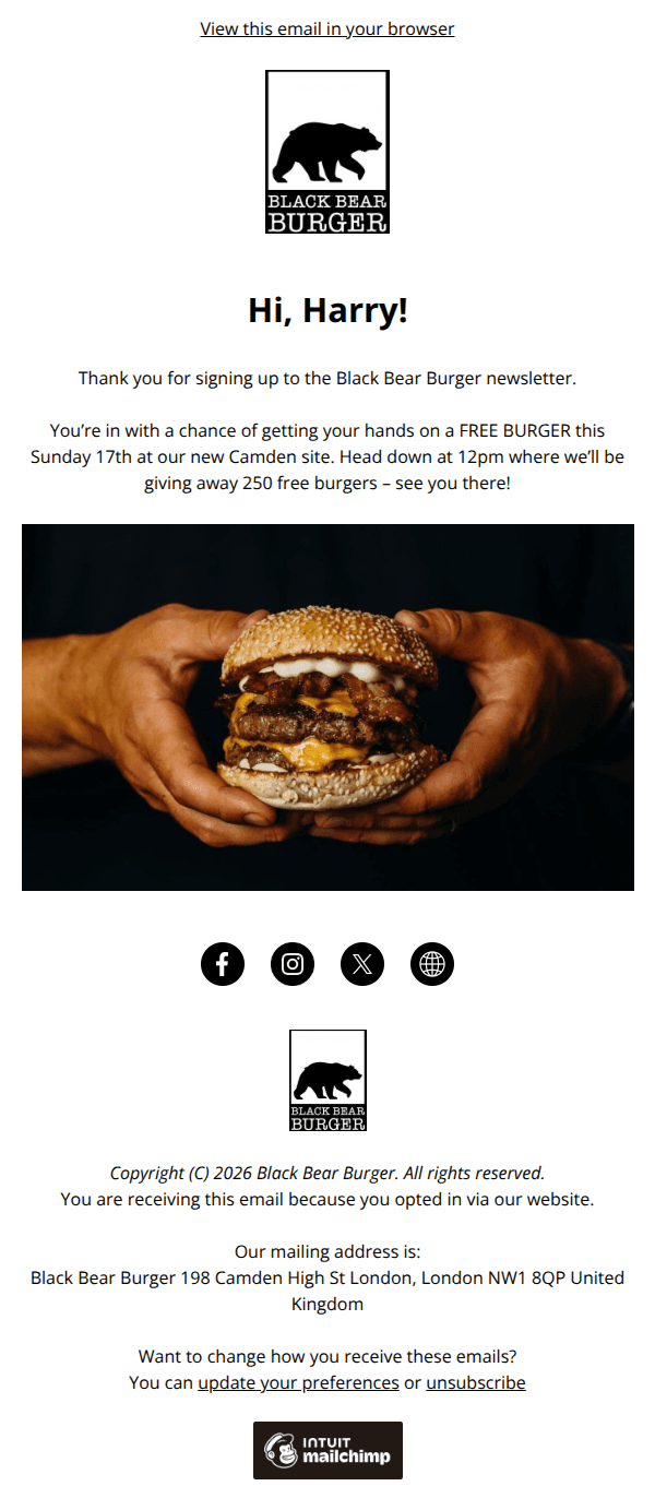 You're in with a chance of a FREE BURGER!