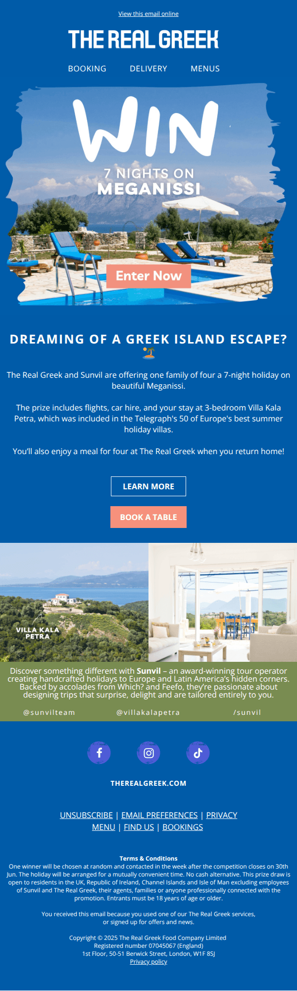 Win 7 nights on Meganissi 🏝️