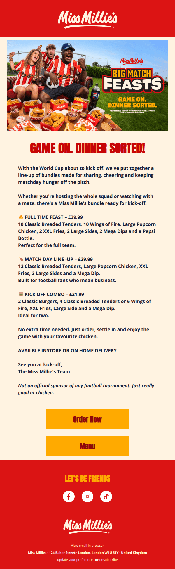 ⚽ Game On. Dinner Sorted.