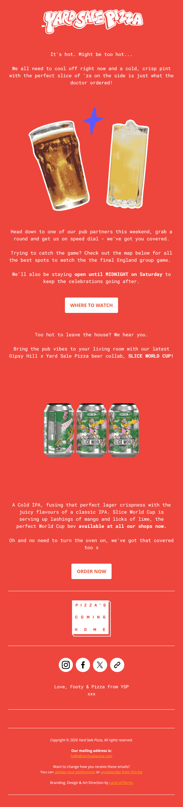Pints and pizza, we've got you covered during the heatwave 🍕🍻