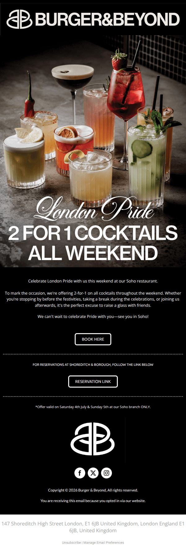 2 FOR 1 COCKTAILS ALL WEEKEND IN SOHO 🍸