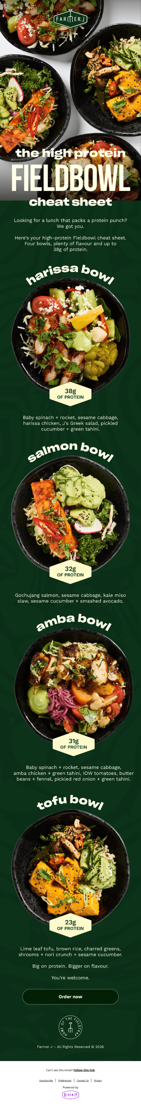 Your high-protein Fieldbowl cheat sheet 💪